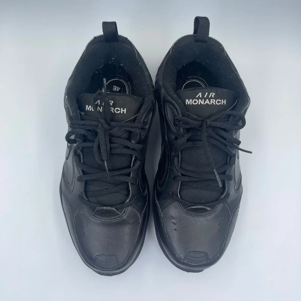 Nike Air Monarch IV Men's Black Leather Training Shoes Size 10 4E Extra Wide